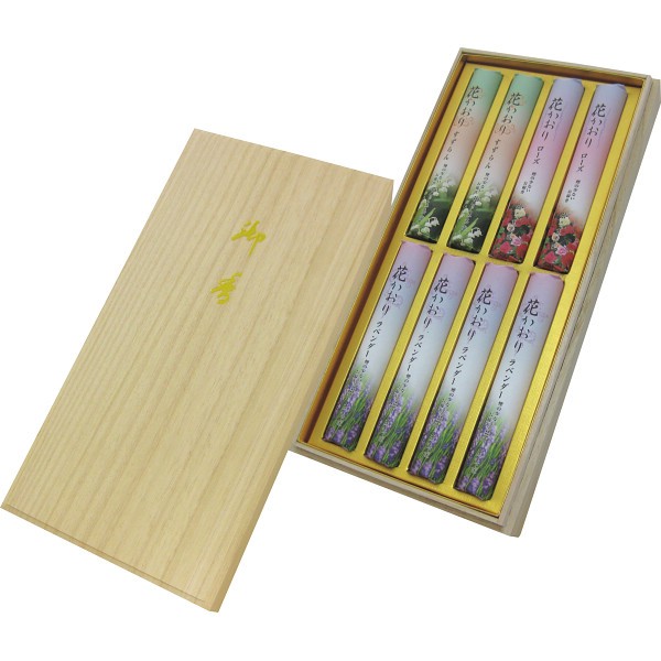 御祝.お返し,引出物,記念品は:薫寿堂　花かおりアソート　短寸８入（桐箱入） 634