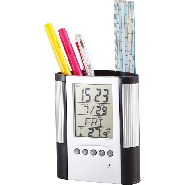 御祝.お返し,引出物,記念品は:多機能クロックペン立て付き SC1714B