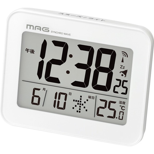 御祝.お返し,引出物,記念品は:ＭＡＧ　デジタル電波目覚まし時計ファルマン T-776 WH-Z