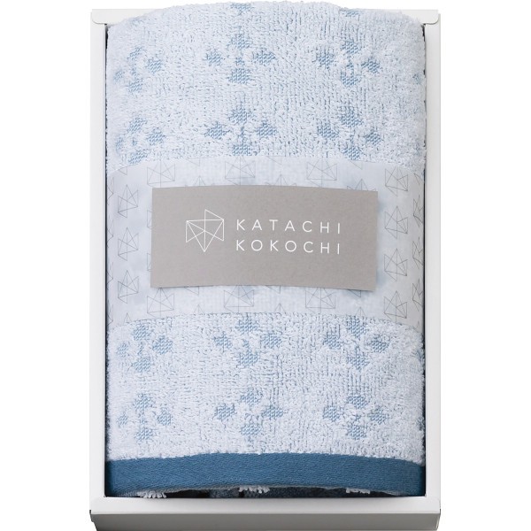 御祝.お返し,引出物,記念品は:カタチココチ　フェイスタオル ブルー Kｰ20502