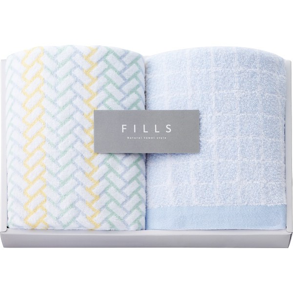 御祝.お返し,引出物,記念品は:ＦＩＬＬＳ　フェイスタオル２枚セット カラーヘリンボーン×カーブタイル Fｰ50102