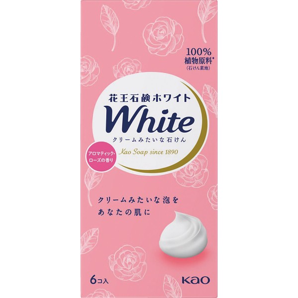 御祝.お返し,引出物,記念品は:花王　石鹸ホワイト普通サイズ（６個） アロマティックローズの香り KWｰ6ｱﾛﾏ