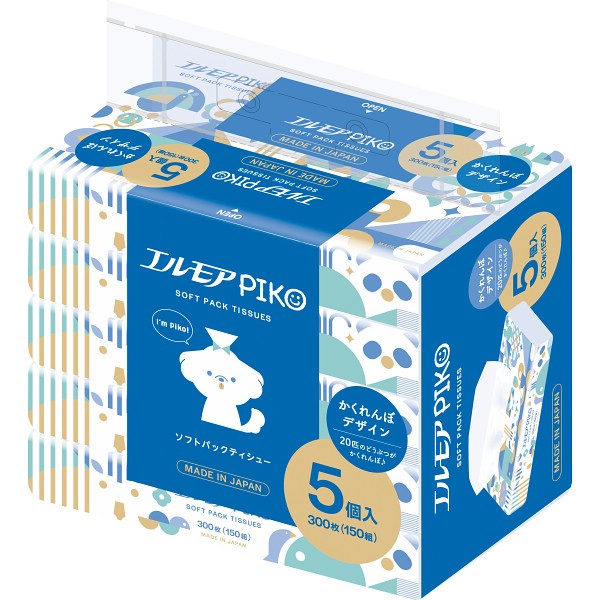 御祝.お返し,引出物,記念品は:エルモアピコ　ソフトパックティシュー１５０組（５個入） 447011