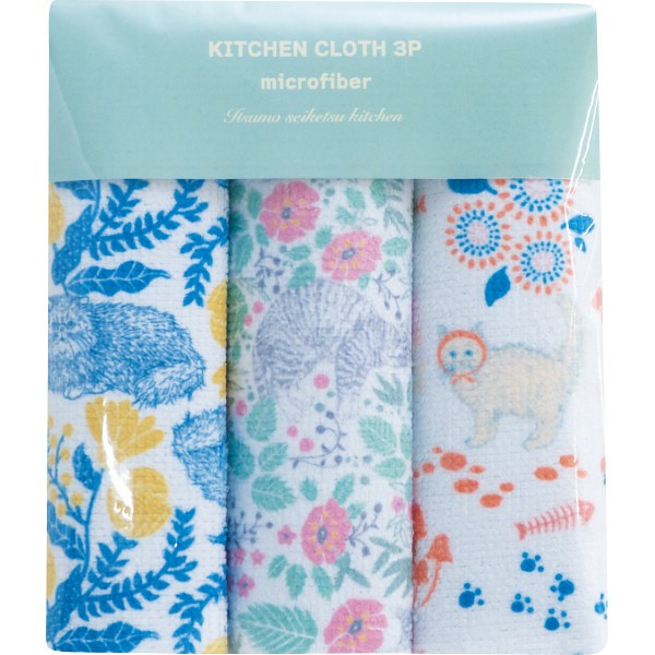 御祝.お返し,引出物,記念品は:キッチンクロス３枚セット キャット MFF-001