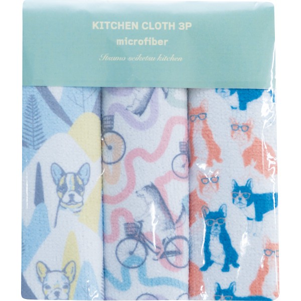 御祝.お返し,引出物,記念品は:キッチンクロス３枚セット ドッグ MFF-002
