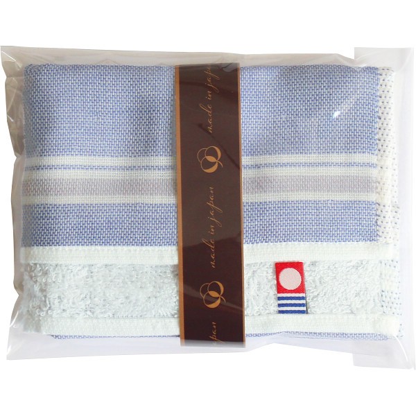 御祝.お返し,引出物,記念品は:今治　パイル＆ガーゼハンカチ（袋入） ネイビー PGH2525F-NB