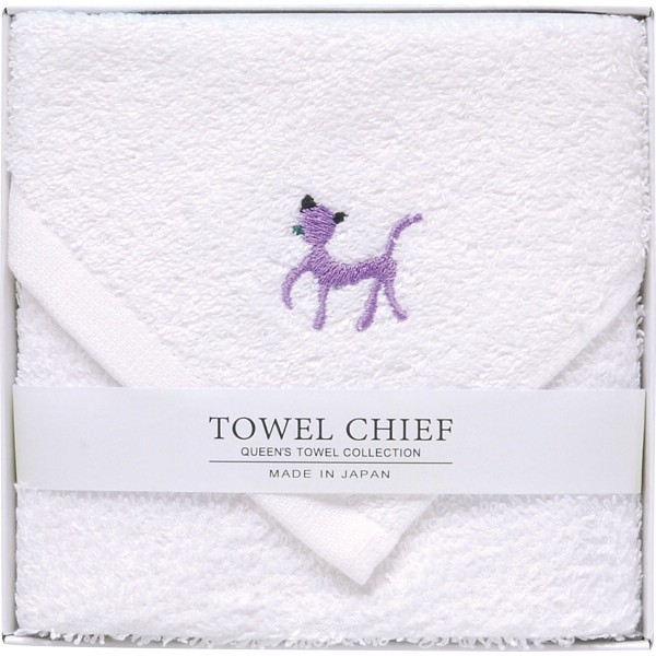 御祝.お返し,引出物,記念品は:アニマルズかわいい国産大判タオルハンカチ ホワイト TQS0502401