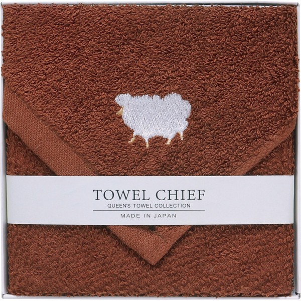 御祝.お返し,引出物,記念品は:アニマルズかわいい国産大判タオルハンカチ ブラウン TQS0502401