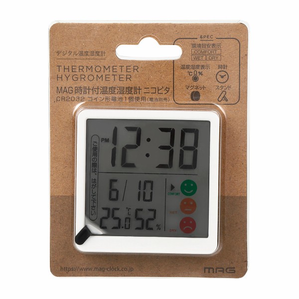 御祝.お返し,引出物,記念品は:ＭＡＧ　温度湿度計ニコピタ ホワイト TH-112 WH-Z